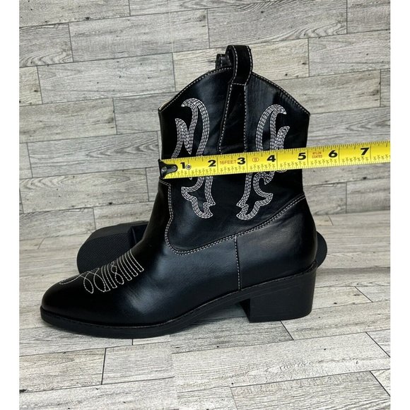 Women's Pointed Toe Embroidered Sleeve Boots Thick‎ Heels Mid-Calf New Sz 10US - Picture 6 of 9